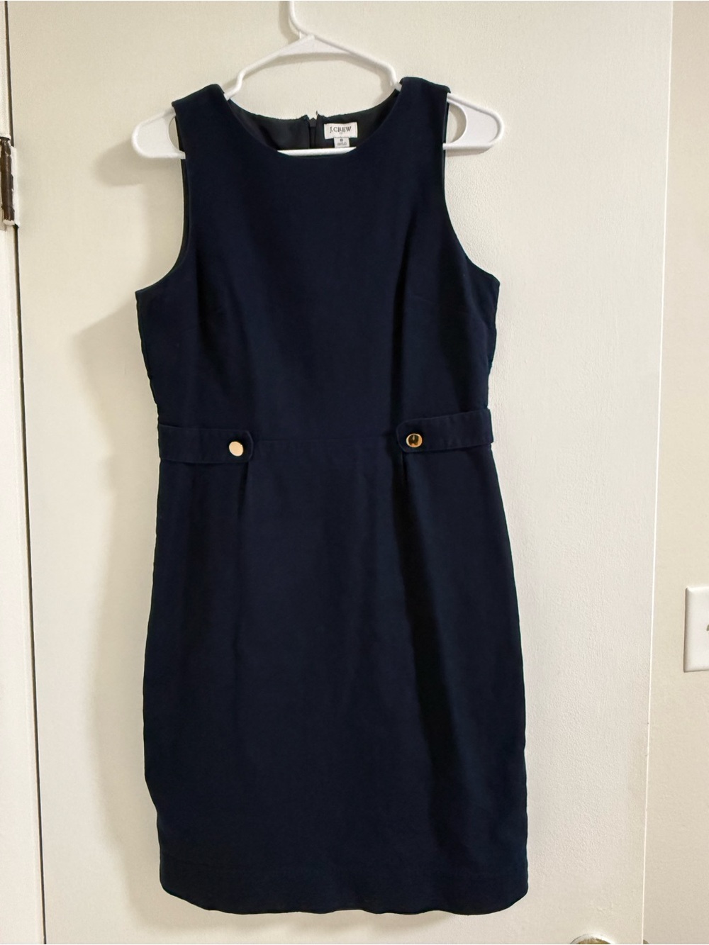 J. Crew Navy Tailored Sleeveless Dress with Gold Buttons